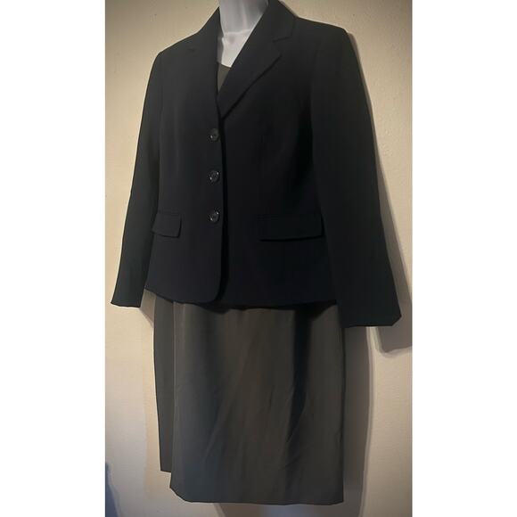 NWT 2PC Le Suit Blazer & Dress Size 12 Woman's Blue & Grey outfit - Picture 1 of 16